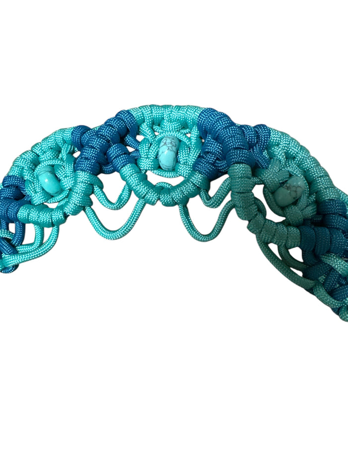 Fancy wither strap in carribean blue and turquoise  with turquoise howlite