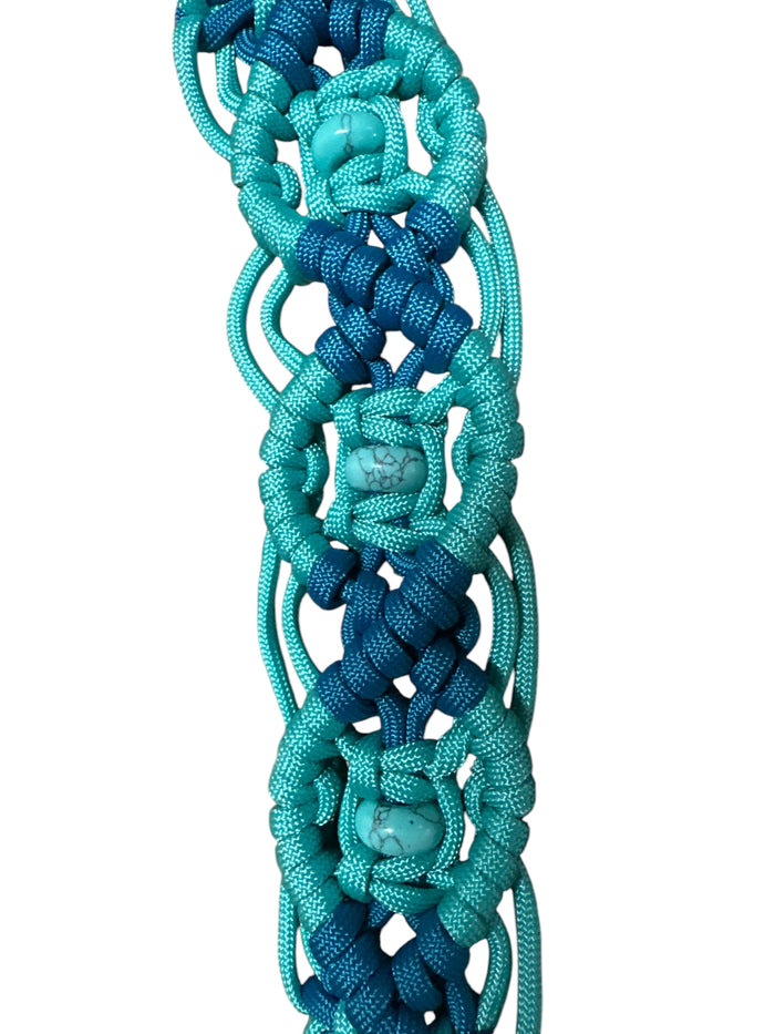 Fancy wither strap in carribean blue and turquoise  with turquoise howlite