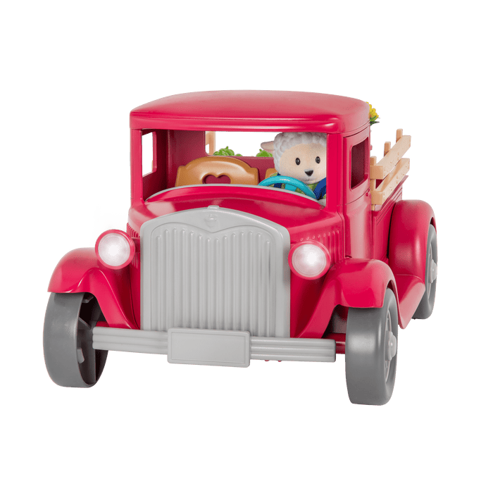 Toy truck with with food and market stand