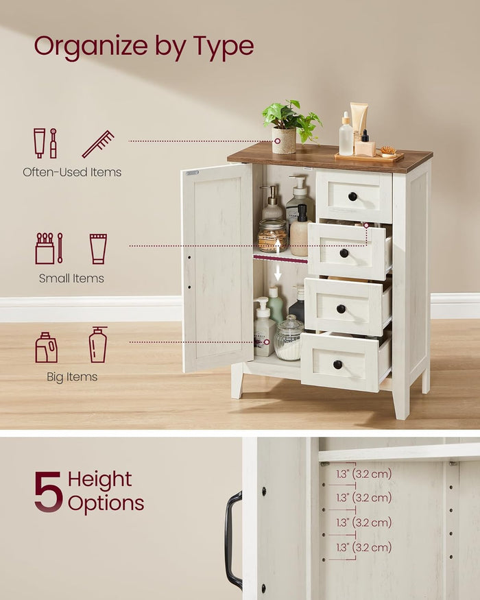 Farmhouse Bathroom Floor Cabinet with 4 Drawers - Canva Home