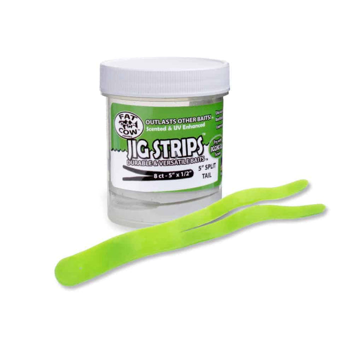 fat-cow-jig-strips-split-tail-chartreuse
