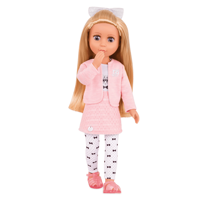 14-inch posable doll blonde hair and green eyes