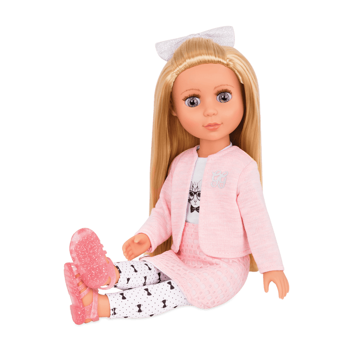 14-inch posable doll blonde hair and green eyes