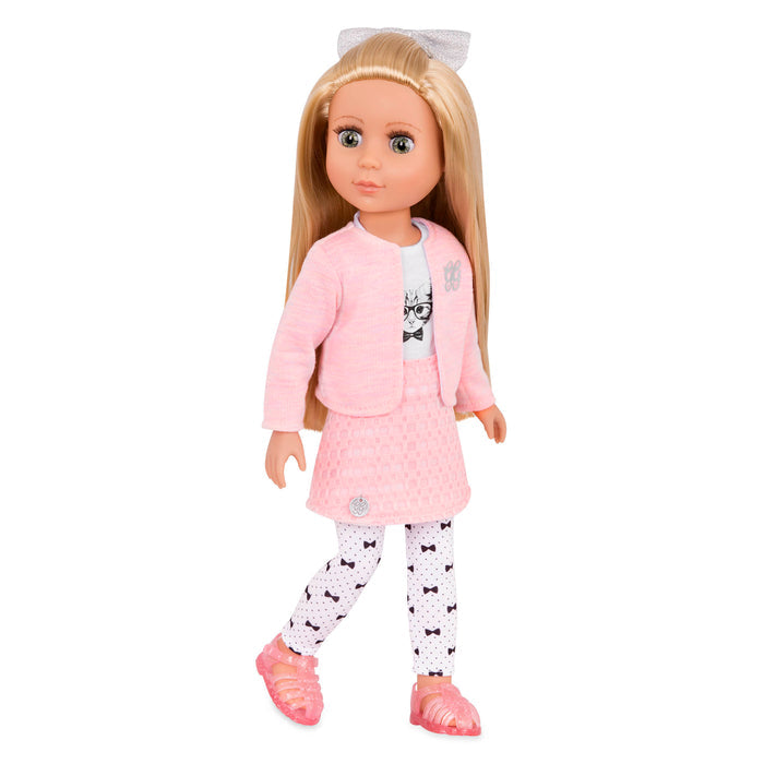 14-inch posable doll blonde hair and green eyes