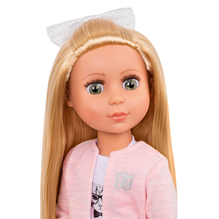 14-inch posable doll blonde hair and green eyes