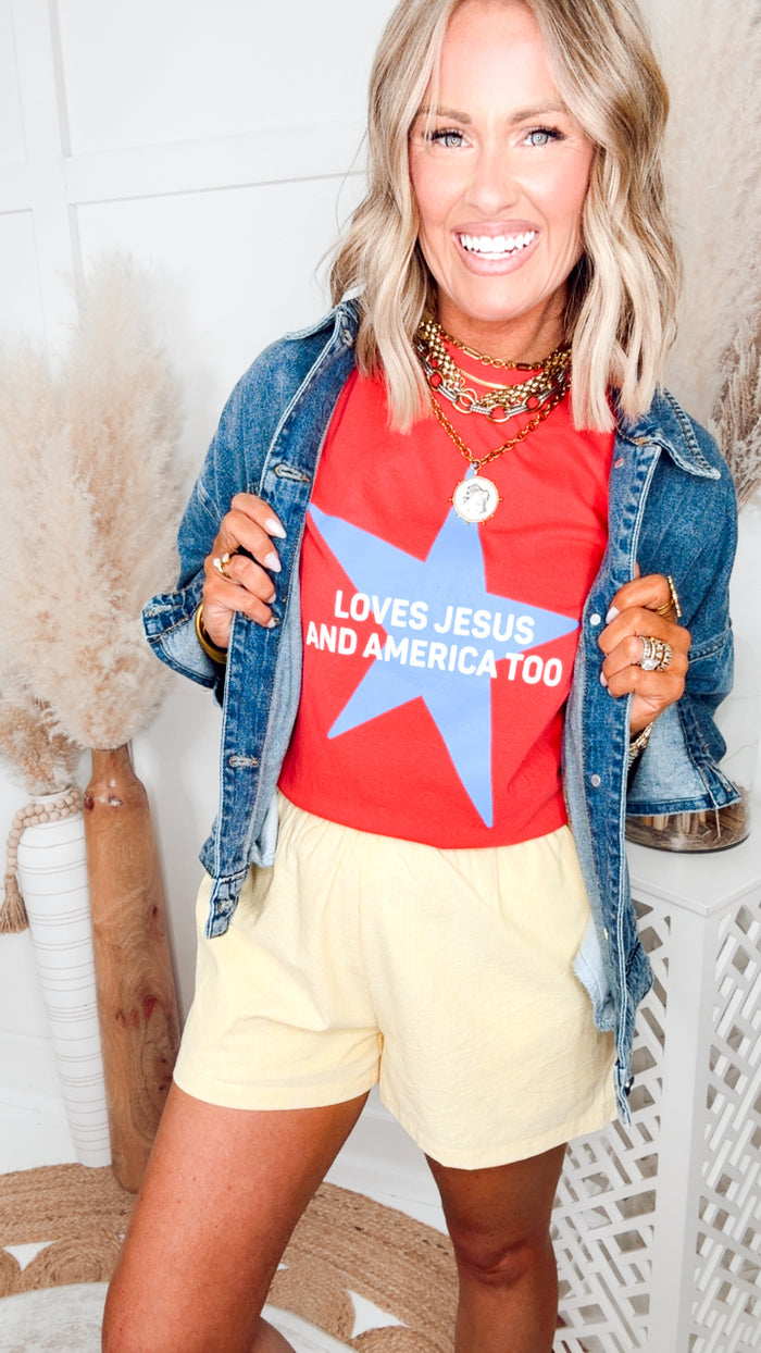 -FINAL SALE- Loves Jesus & America Too Tee