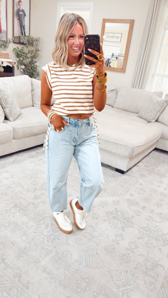 - FINAL SALE- The Shoreline Stripe Top-Clay