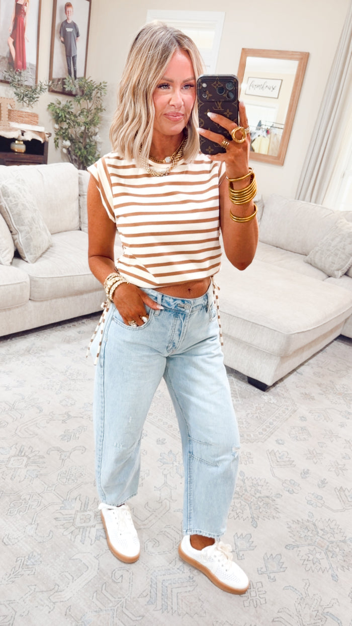 - FINAL SALE- The Shoreline Stripe Top-Clay