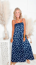 - FINAL SALE-The Poppy Polka Maxi Dress-Midnight