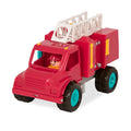 A red toy fire truck.