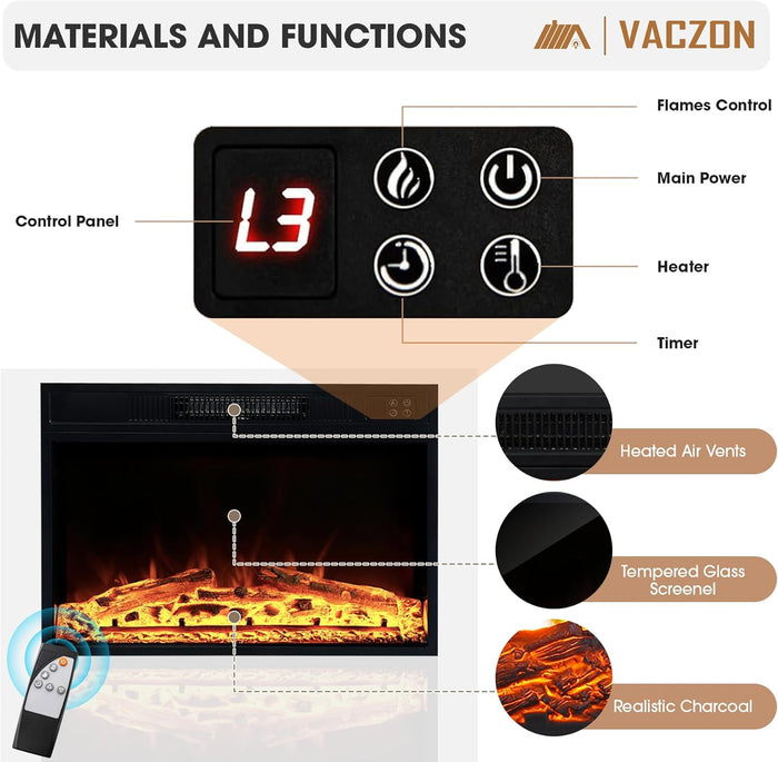 Fireplace TV Stand with 23" Electric Fireplace - Canva Home
