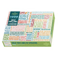 A packaged jigsaw puzzle with text depicting famous first lines of literature on the box.