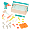 Toy tool box with tools.