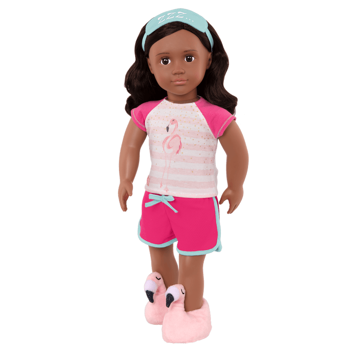 Flamingo Dreaming Pajama Outfit for 18-inch Dolls Pink Slippers