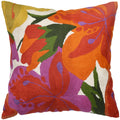 Floral Bloom Modern Accent Pillow Cover Hand Embroidered Wool 18x18"