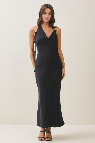 Floral Trim Cowl Neck Dress