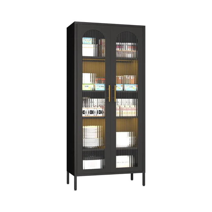 Flores Black Cabinet With Glass Canva Home