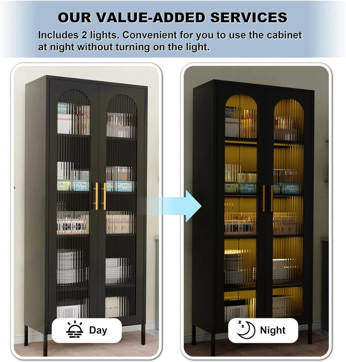 Flores Black Cabinet With Glass Canva Home