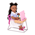 18-inch doll with student desk playset
