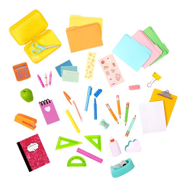 18-inch doll with student desk playset