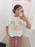 Follow Jesus Sketch Crop Cut Tee