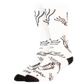 White sock with black abstract pattern on a white background