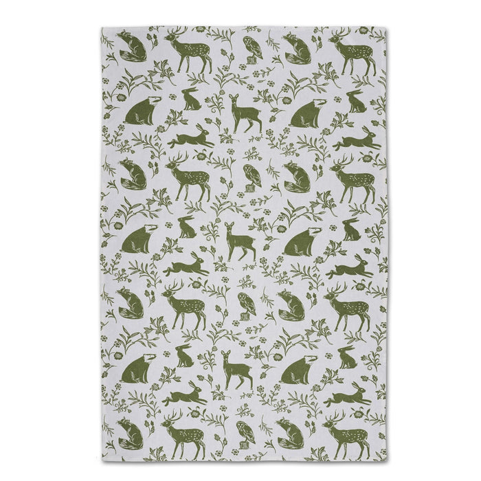 Forest Wildlife Sage Cotton Tea Towels - Set of 2