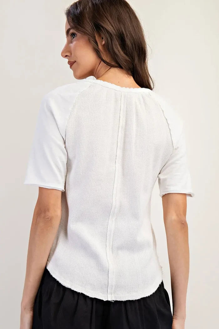 Frayed Drawstring Top