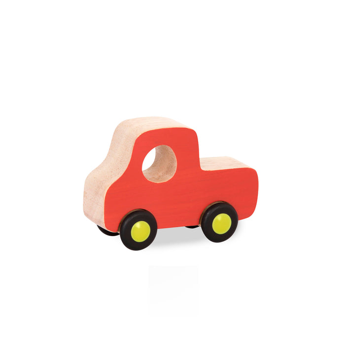 Mini wooden red pickup truck