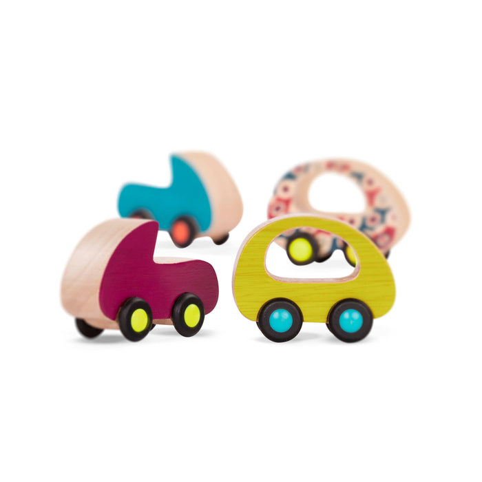 Wooden toy cars.