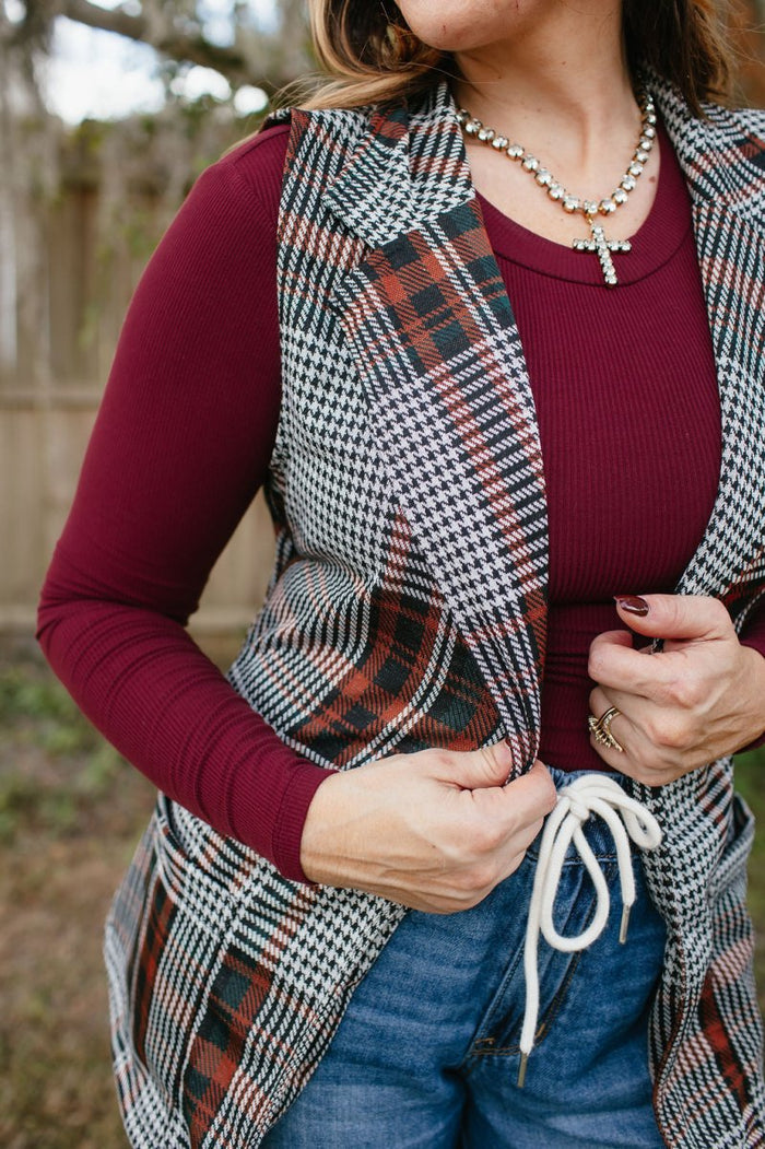 Get The Job Done Vest In Plaid - Reg & Curvy - Macoma Boutique240 Jackets/Blazers