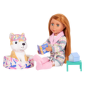 14-inch doll and Shiba Inu dog plushie with bedtime pet playset