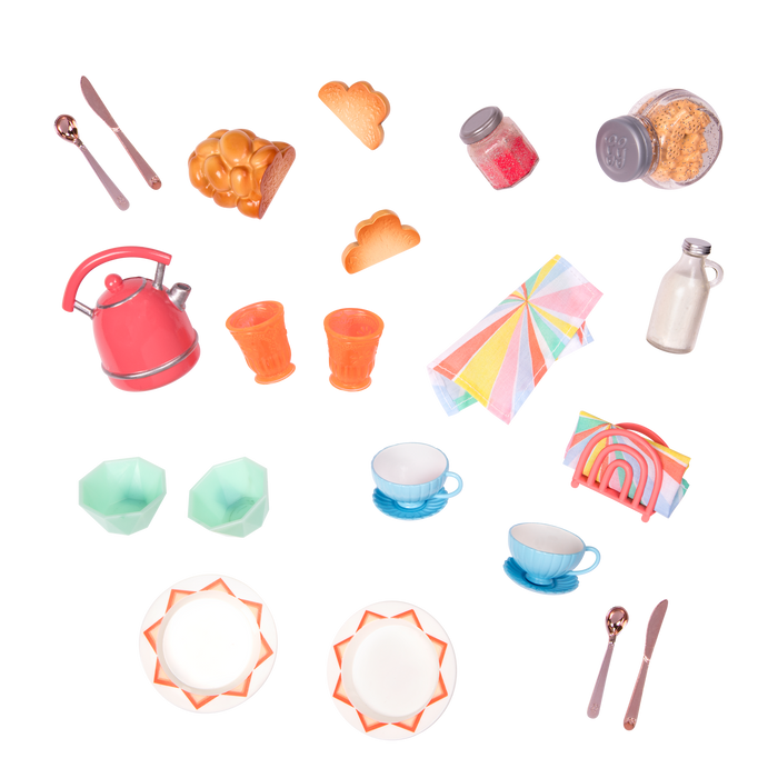 14-inch doll with breakfast playset