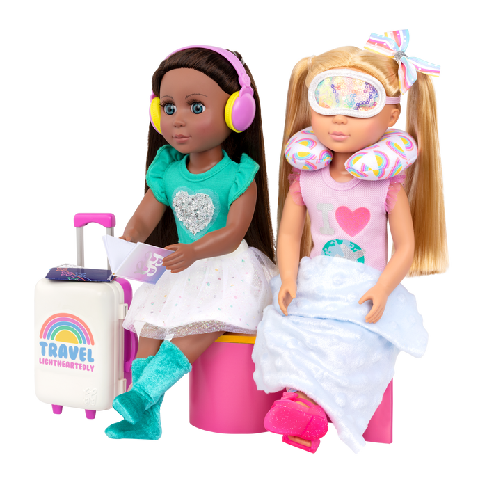 Carry-on luggage playset with travel accessories