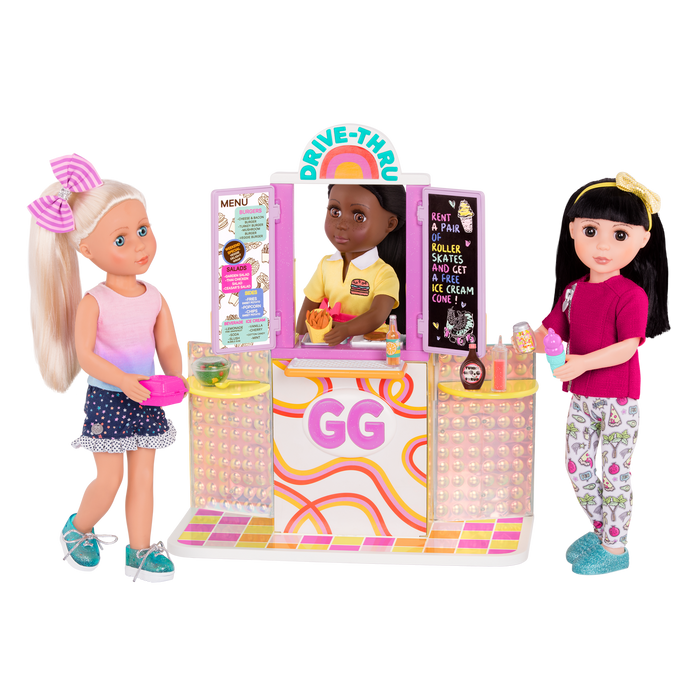 Drive-thru restaurant playset with toy food
