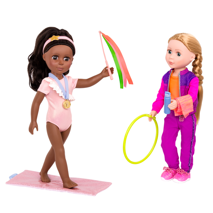 14-inch doll using gymnastic playset