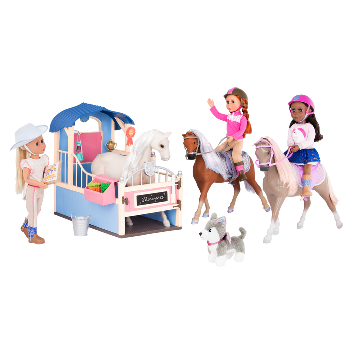 14-inch doll with horse stable playset