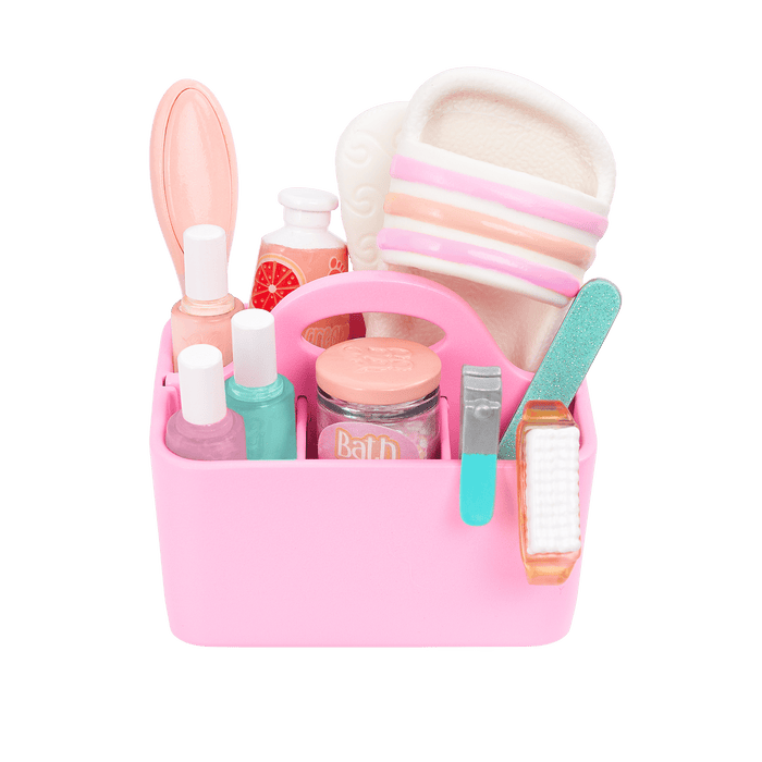 Two 14-inch dolls with salon chair and spa accessories