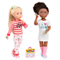 Two 14-inch dolls using travel bag and accessory playset