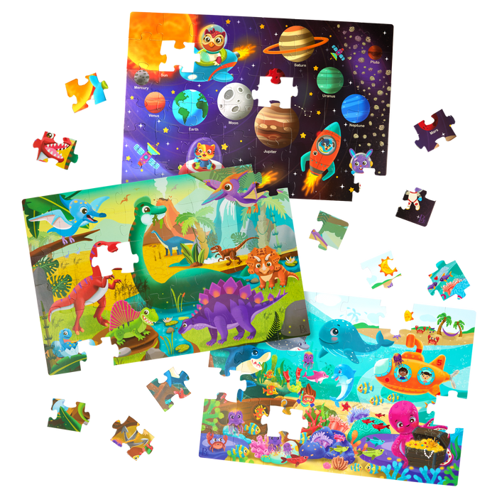 Jigsaw puzzle pack giant floor puzzles dinos outer space