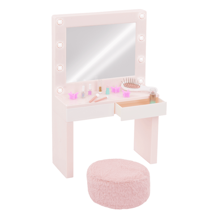 Our Generation Glam & Glow Vanity Table Set for 18-inch Dolls
