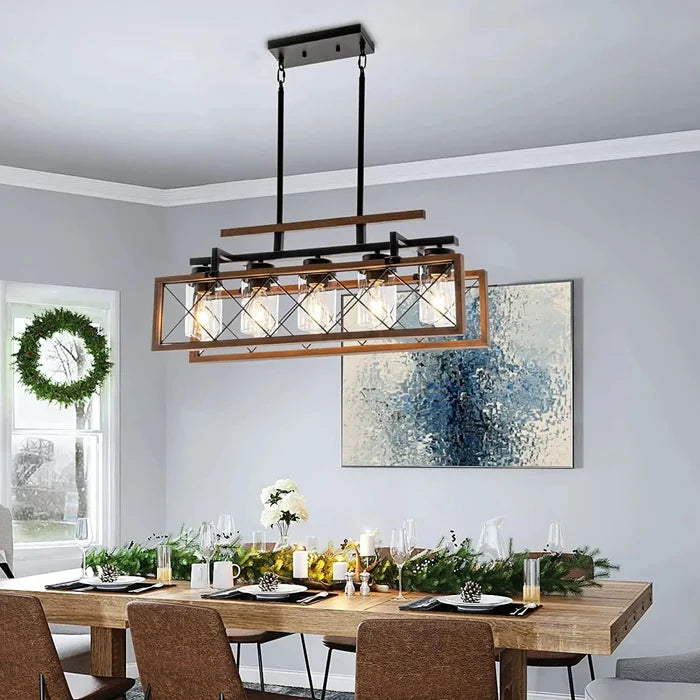 Glass Shades Farmhouse Dining Room Chandelier Canva Home