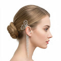 Glittery Butterfly Wing Tassel Ear Cuff with crystal chains and faux pearls /women's / one size/ left ear crawler