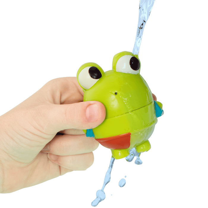 Frog squirt and light-up whale bath toys.