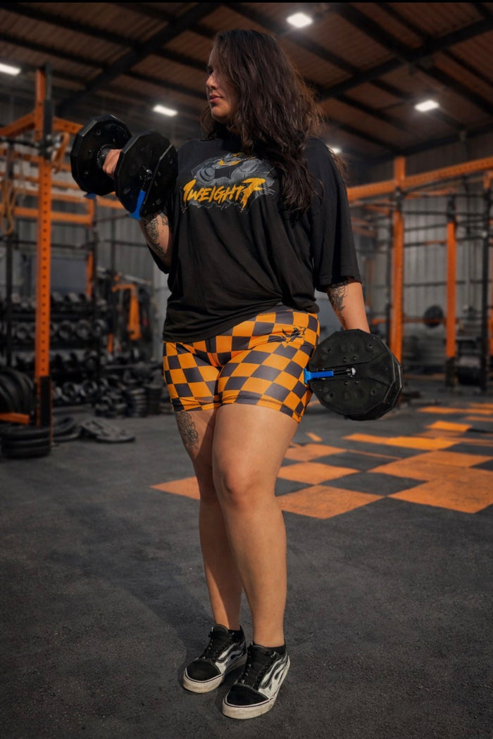 Gold black pattern short leggings