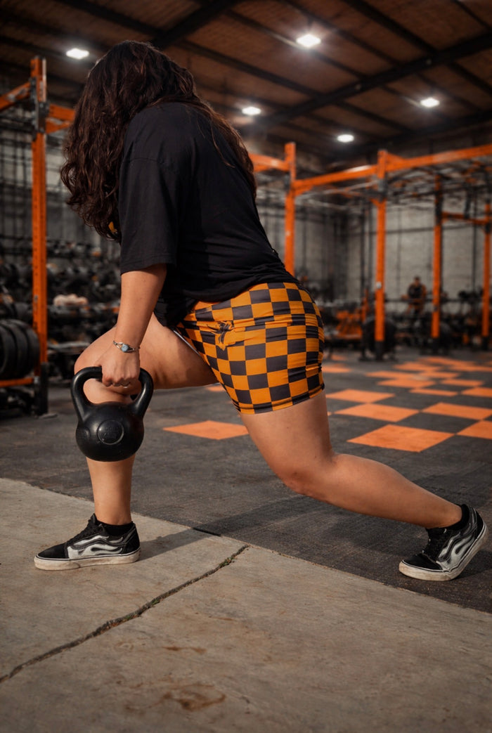 Gold black pattern short leggings