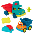 Toy dump trucks with sand molds