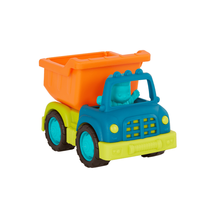 Large toy dump truck and small toy dump truck.