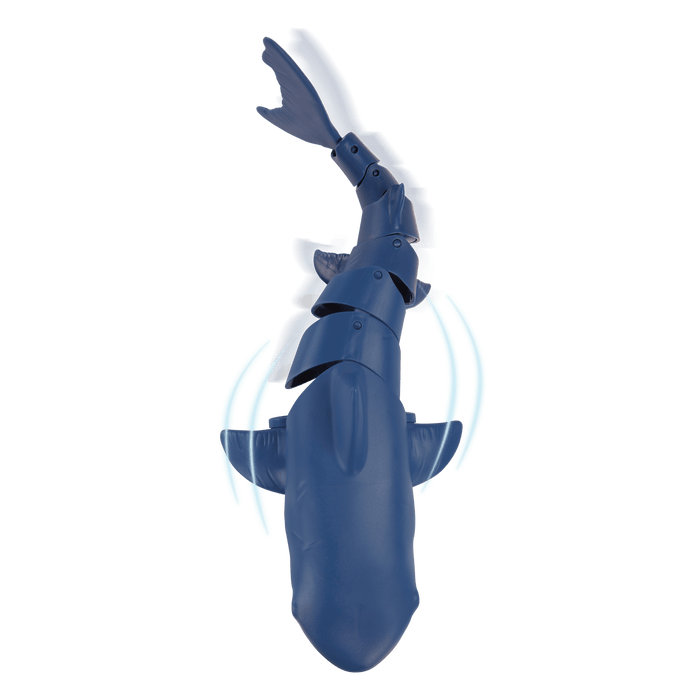 Underside of remote control shark toy