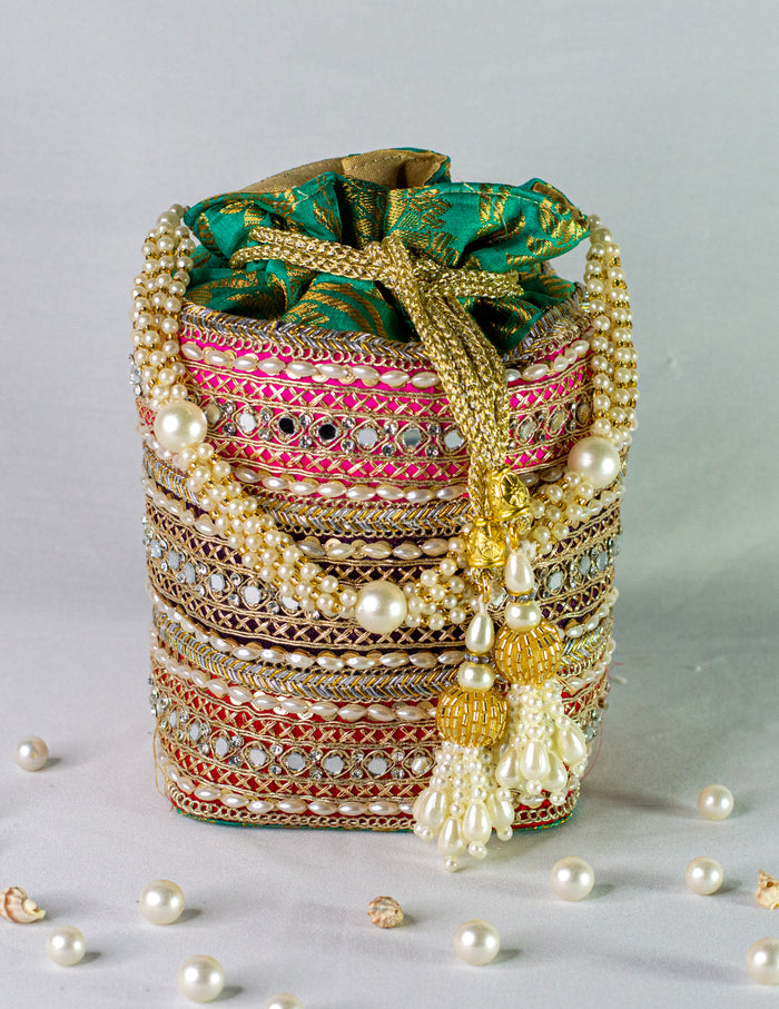 Green & Multicolor Potli